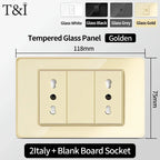 118-Style EU/CL Dual Socket with USB-C PD 20W - Tempered Glass Italy & Chile Outlet for Home/Office