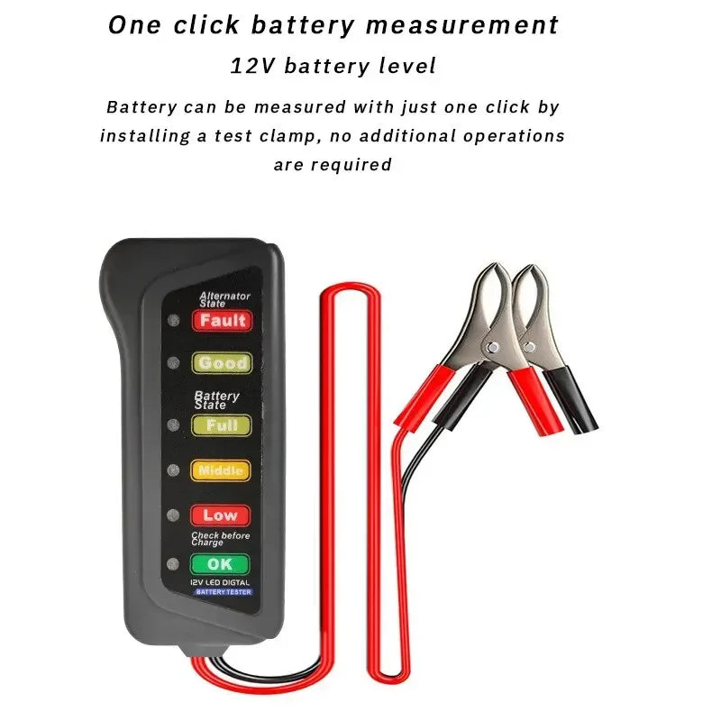 Universal 12V Digital Battery and Alternator Tester Compact Car/Motorcycle Diagnostic Tools with Accurate Measurement amagi