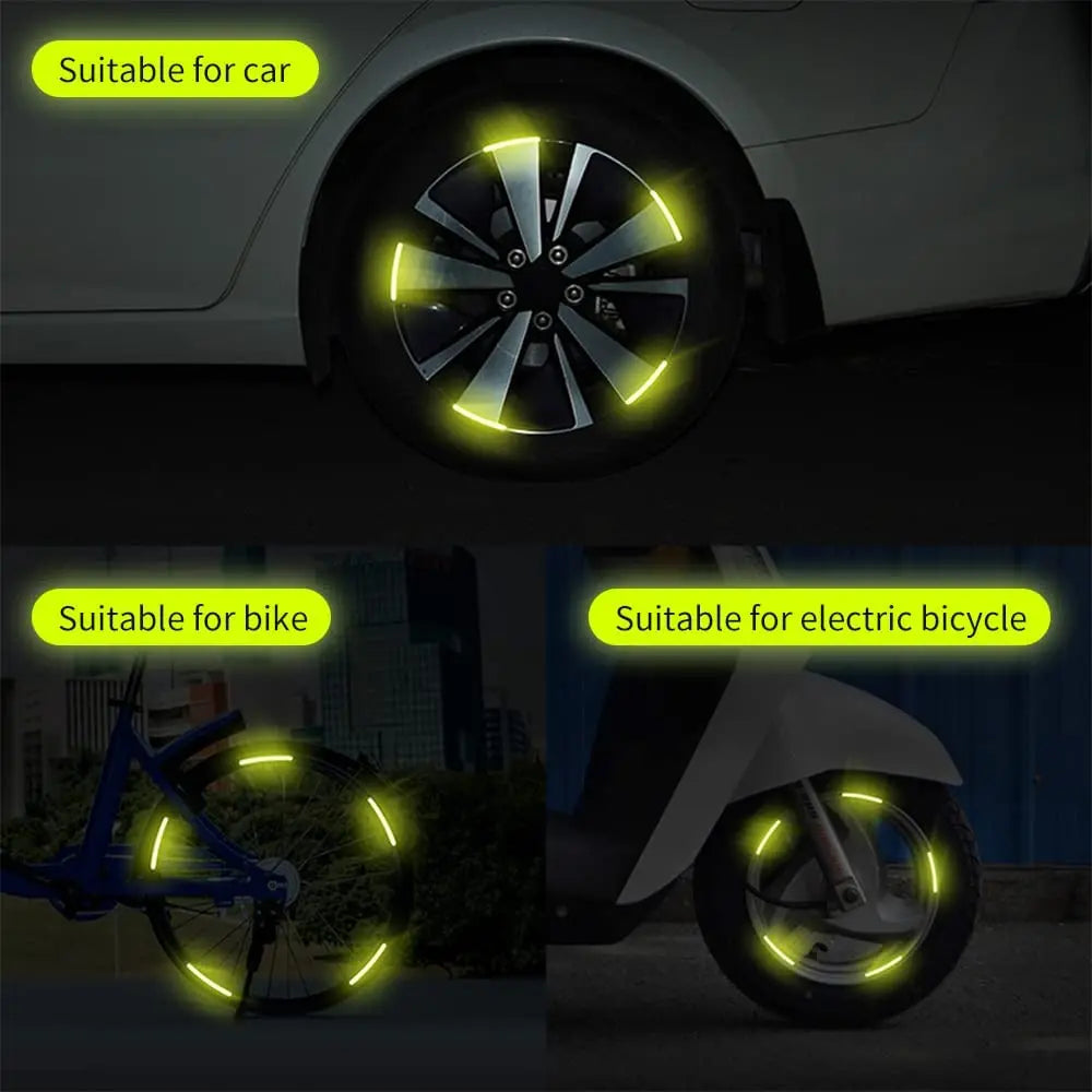 10pcs Car Wheel Hub Reflective Sticker Tire Rim Reflective Strips Luminous For Nissan Kicks X-trail Juke Tiida Qashqai Leaf Micr