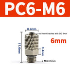 Mini Pneumatic Pipe Connector PC PL Screw Through Quick Fitting Fast Twist Joint ,Male Thread M3 M4 M5 M6 - Tube OD 3mm 4mm 6mm