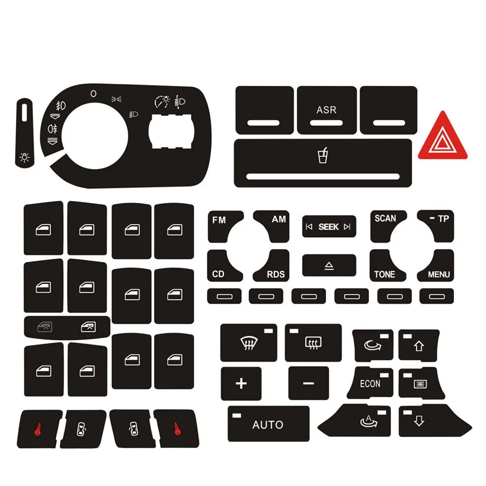 Door Lock Window Switch Button Repair Sticker For A3 8P 2004-2008 Radio Clima For ESP Headlight Button Repair Worn Knob Switch