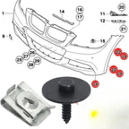 20/1set Bumper Cover Fender Splash Guard Screw and U-Shape Self-Locking Nut Kit for BMW Bumper Repair Kit 07146951655