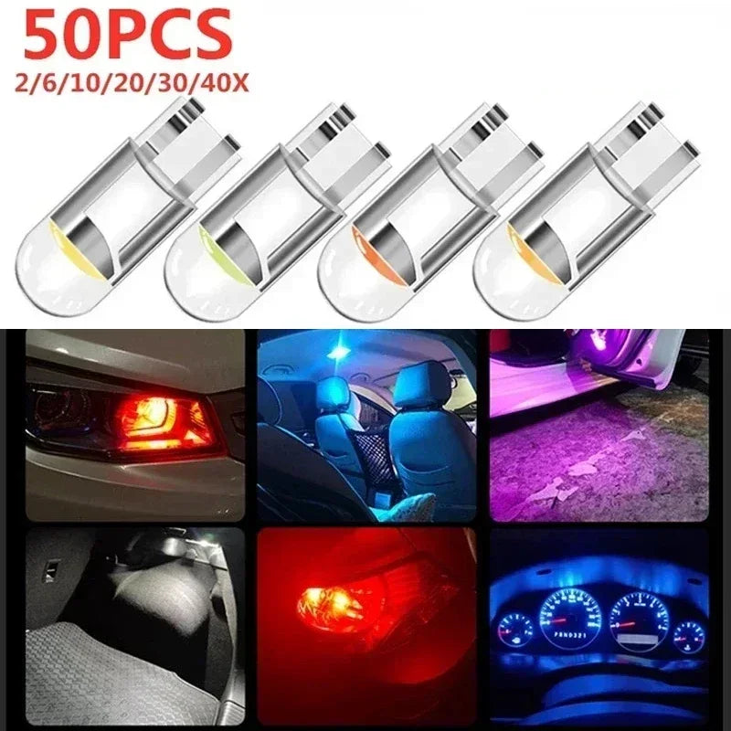 Car LED COB Bulb T10 W5W Signal Light 12V 7500K White Auto Interior Dome Reading License Plate Lamps Wedge Side Bulbs Amagi