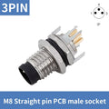 5/10 PCS M8 Straight/Curved Pin Aviation Plug Sensor PCB Bonding Plate Male and Female Socket Waterproof Connector 3/4/5/6/8P