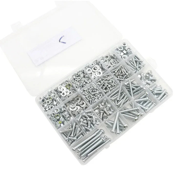 M3-M6 Phillips Pan Head Self-Tapping Screw Assortment Kit with Nuts & Washers - Stainless Steel Fastener Set for DIY/Machinery