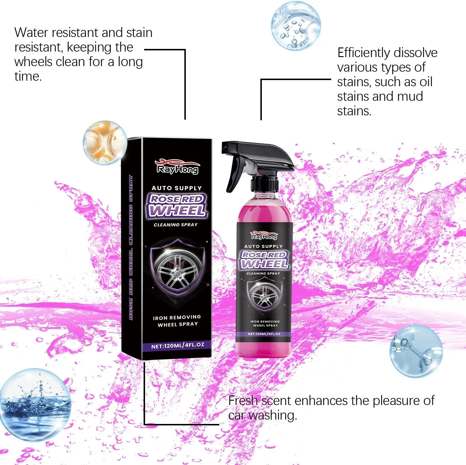 120ml Car Wheel&Tire Cleaner Brake Dust Grime Dirt Remover Alloy Rim Cleaner For Cars/Trucks/Suvs - Non-Corrosive Formula Amagi