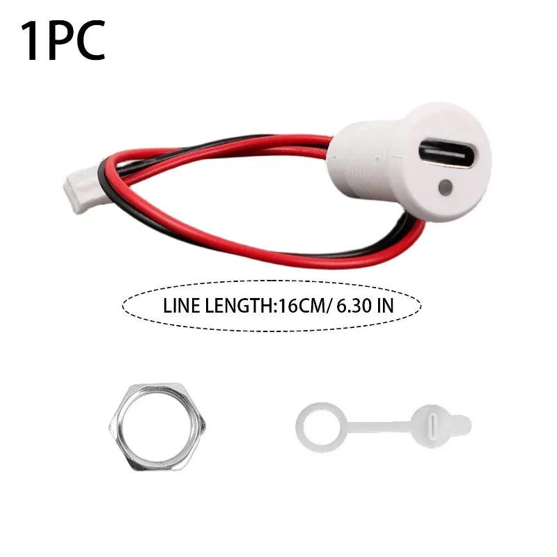 1-5pcs 2-Pin Type-C Connector with Female Socket Fast Charging Jack Waterproof USB Charging Port USB-C Charger Plug and Socket