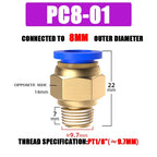 10/50PCS Pneumatic Fitting Air Connector PC 4mm 6mm 8mm 10mm 12mm Thread 1/8" 1/4" 3/8" 1/2" Hose Fittings Pipe Quick Connectors