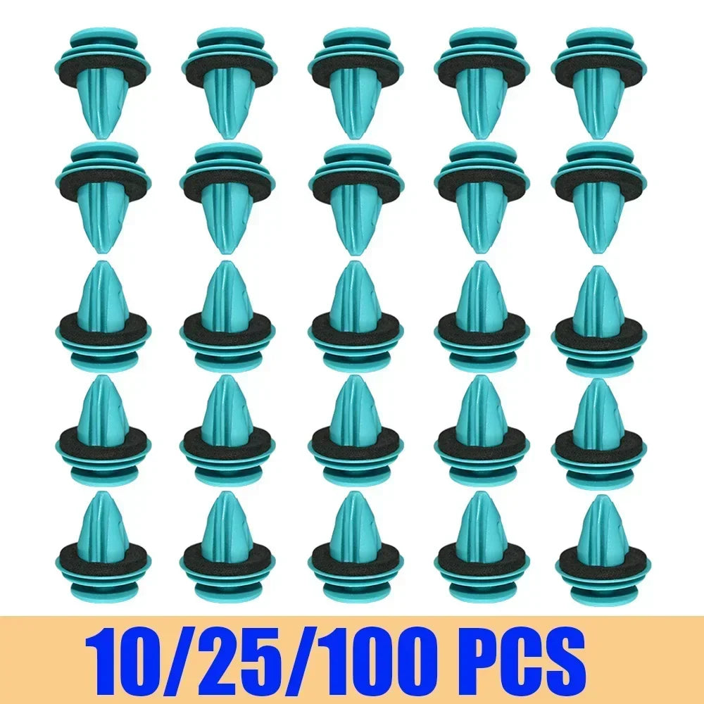 Green Auto Door Panel Clip with Seal Ring Auto Fastener Rivet Bumper Clip Retainer Car Interior Retaining 100/20pcs Amagi