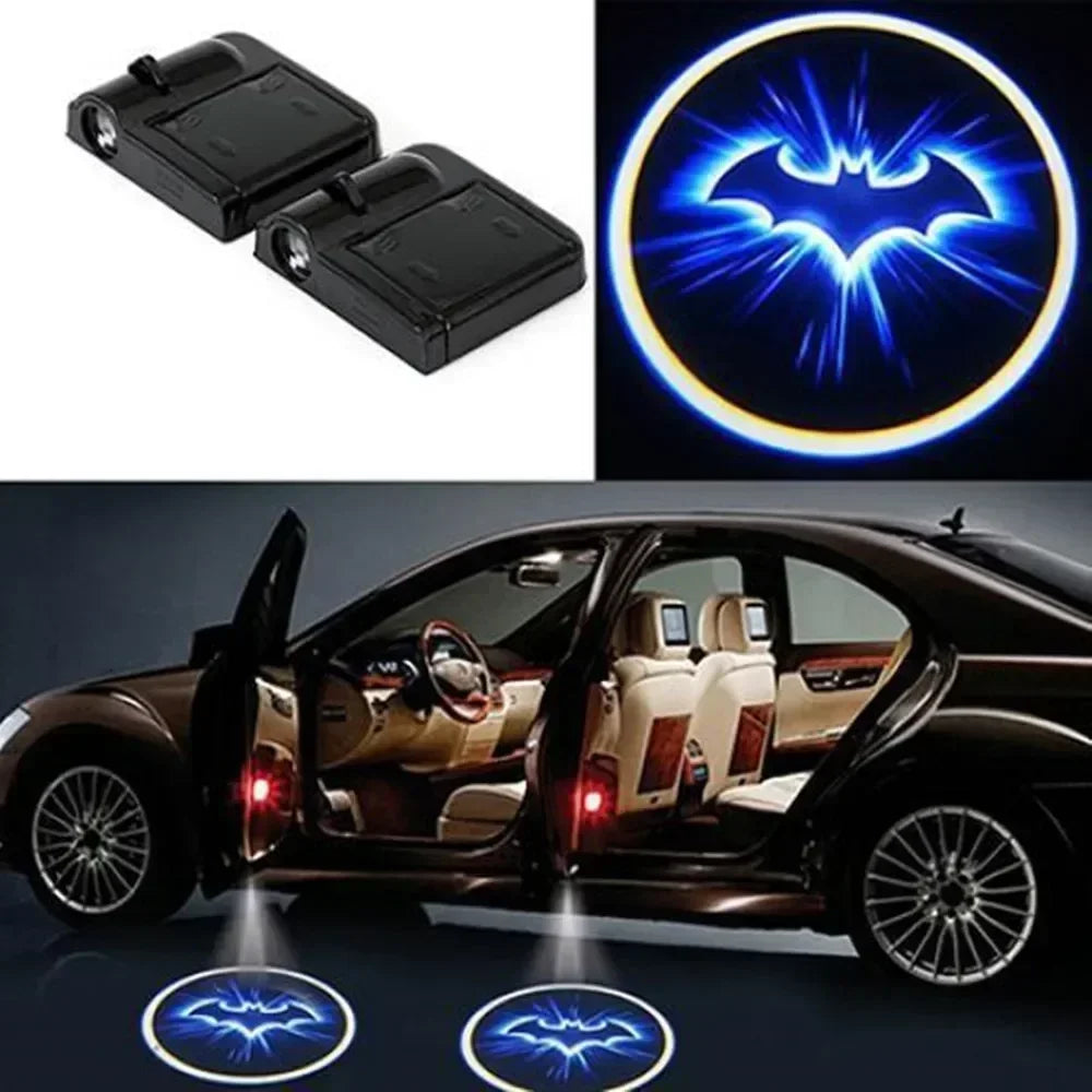 2PCS Car Door Light Welcome Lamp Wireless Projector Auto Decoration HD LED For Bat Logo Auto Accessories Amagi