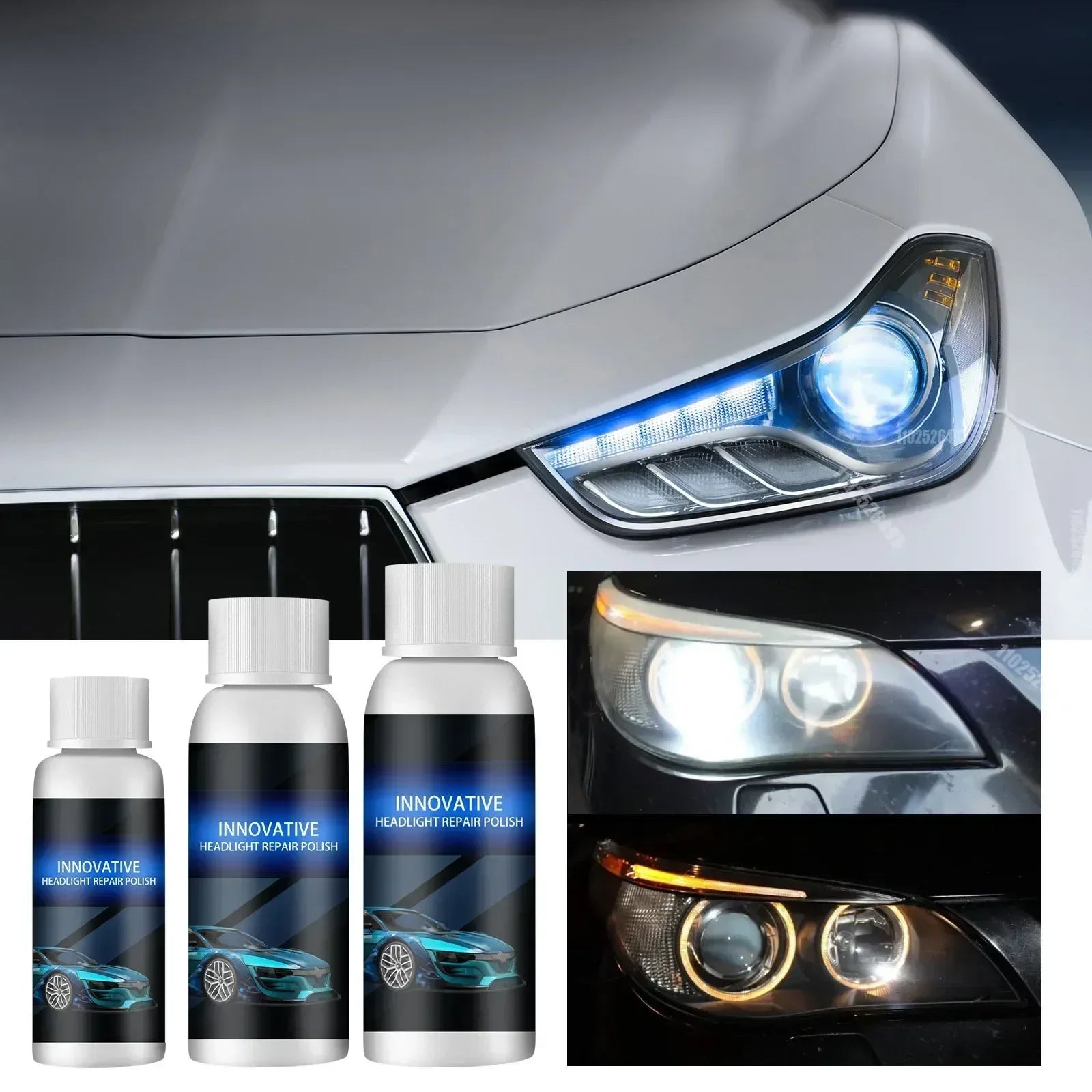 Car Headlight Restoration Crystal Oxidation Yellowing Repair Refurbishment Lens Headlight Polishing Refurbishing Kit Tools New