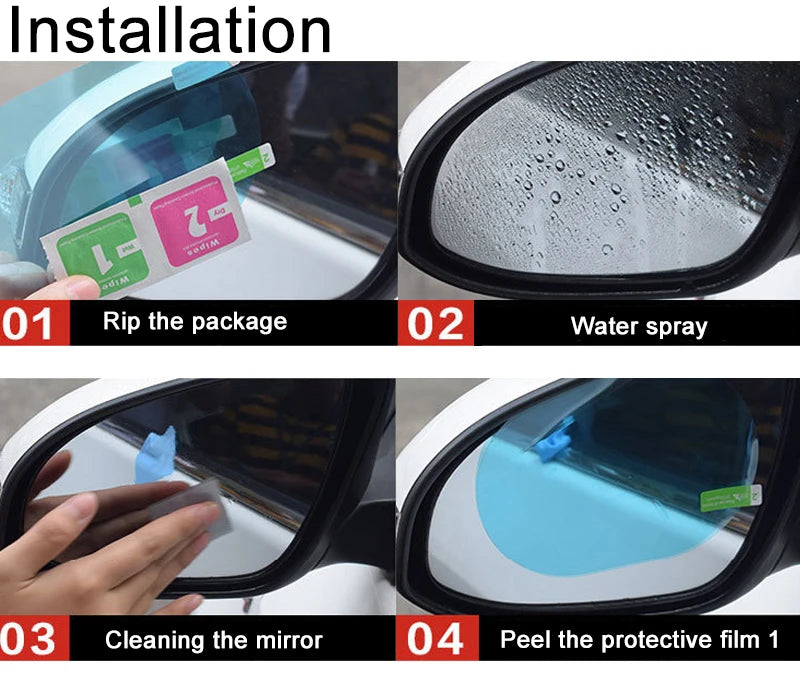 6/2 Pieces Car Rearview Mirror Sticker Rain-proof Waterproof Anti-fog Film Round square Universal Motocycle Anti-reflective Film