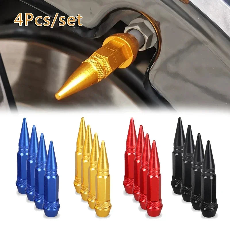 4pcs Premium Aluminum Spike Wheel Stem Caps 45/60mm for Cars Trucks Bikes Motocycles Valve Dust Protection with Edgy Style amagi
