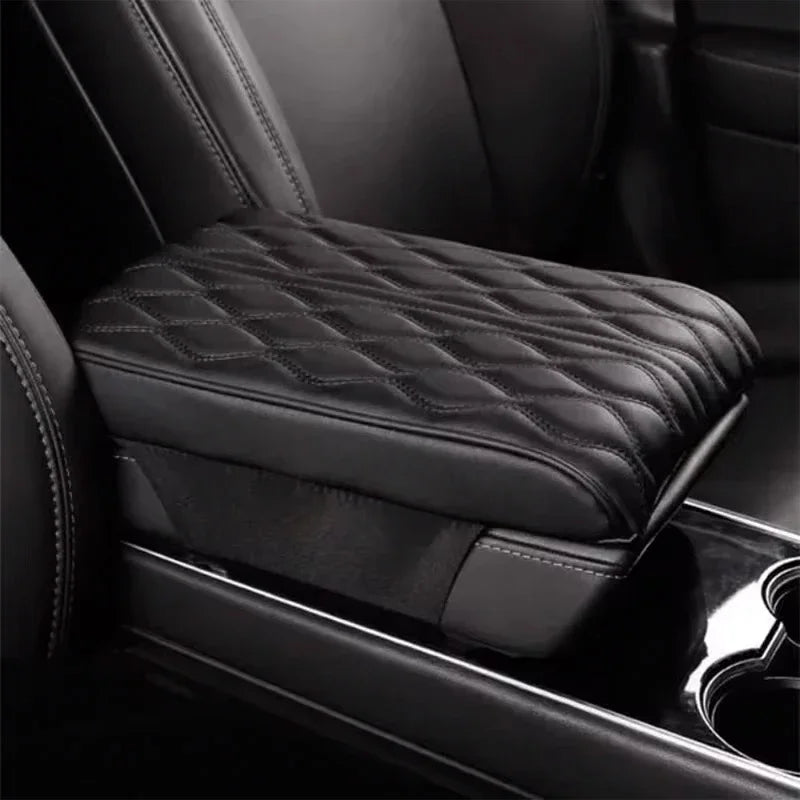 Car Soft Armrest Mat Wave Embroider PU Leather Center Console Arm Rest Protection Cushion Auto Armrests Storage Box Cover Pad
