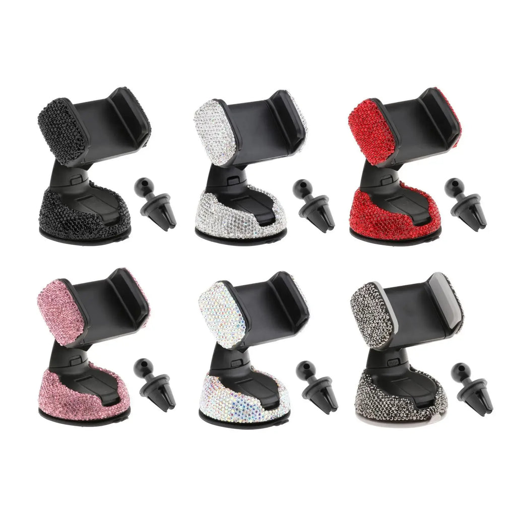 Diamond Cell Phone Holder for Car Phone Mount Pink Flexible Table Stand Mount Bling Accessories Interior Woman Worldmum Amagi