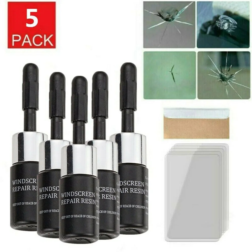 5PCS Automotive Windshield Glass Crack Nano Repair Fluid Car Resin Scratch Crack Restore Fluid Glass Curing Glue Car Accessories