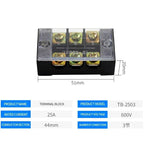 15A/25A/45A 600V Dual Row Barrier Terminal Block TB Series (3-12 Positions) Screw Connector for Electrical Panels TB1503 TB2512