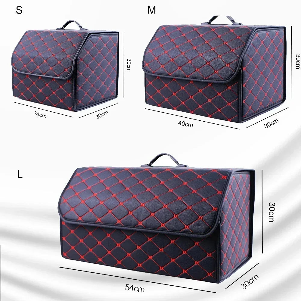 Car Trunk Organizer Box Large Capacity Auto Multiuse Storage Bag Stowing Tidying Leather Folding For Emergency Storage Box Amagi