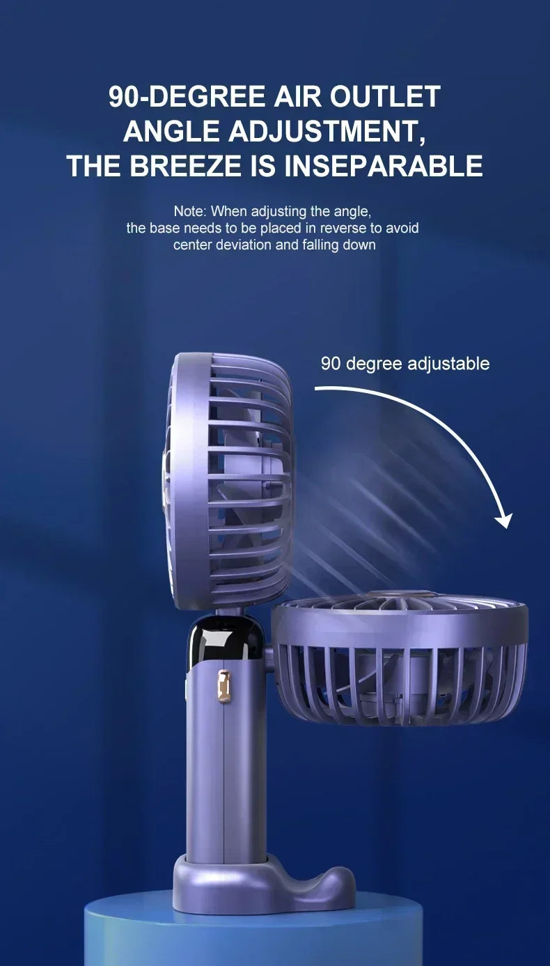 Car 3 in 1 Portable Fan Handheld Neck Desk Fan 5 Speed Digital Display Ultra Quiet Makeup Fan for Women Desktop Clip Office Amag