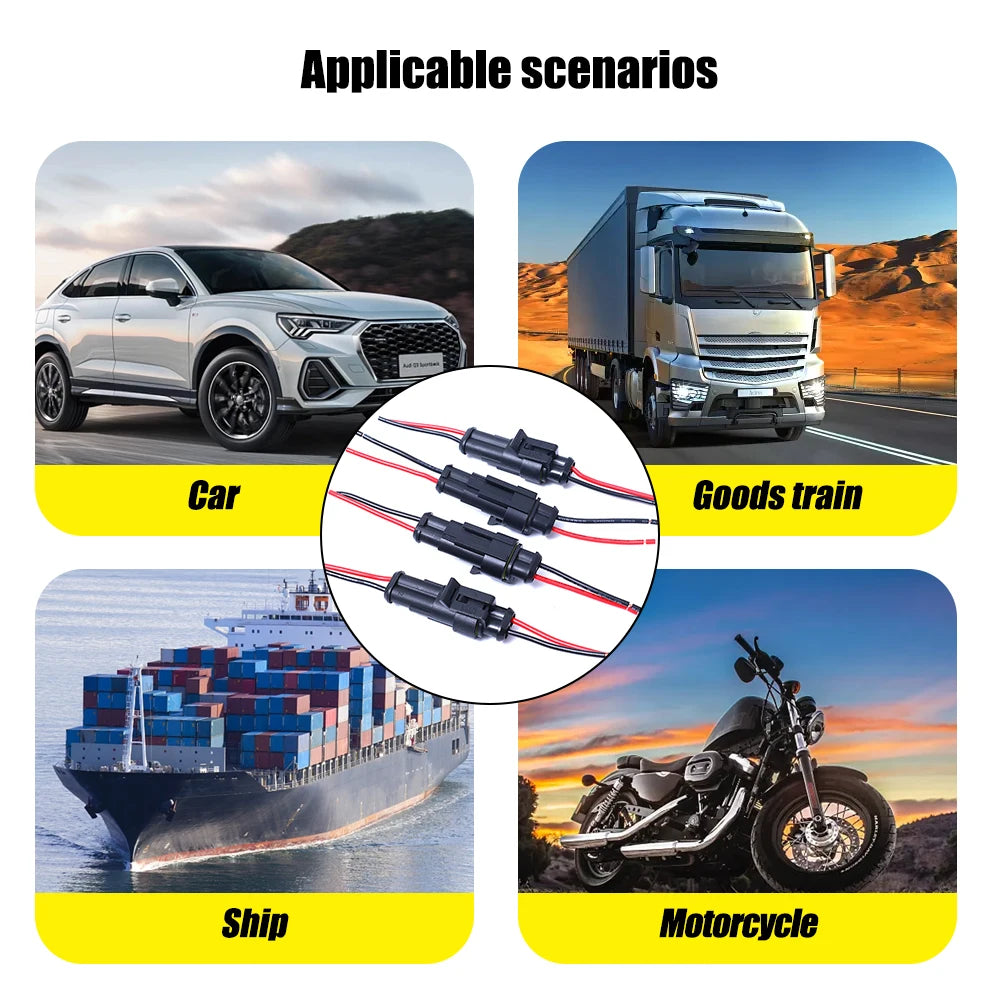 2 Pin Way Plug Waterproof Automotive Car Wire Electrical Connectors Plug with Wire for Car Motorcycle Scooter Marine 2/10pcs