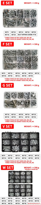 M3-M6 Phillips Pan Head Self-Tapping Screw Assortment Kit with Nuts & Washers - Stainless Steel Fastener Set for DIY/Machinery