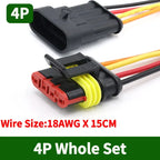 5/20/100Sets AMP Type 1.5 Series Automotive Waterproof Connector Plug Socket HID Male&Female 15CM Wire Harness 1P/2P/3P/4P/5P/6P