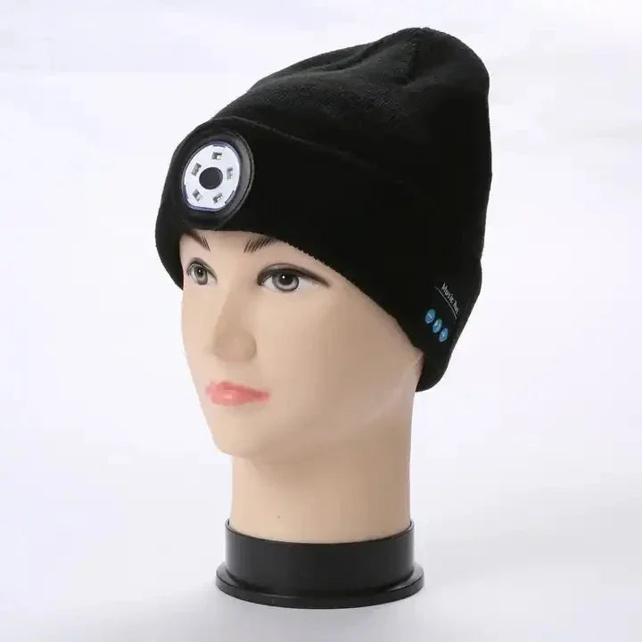 LED Lighted Beanie Hat USB Rechargeable Unisex Warm Winter Knitted Cap Headlamp Flashlight For Night Running Cycling Amagi
