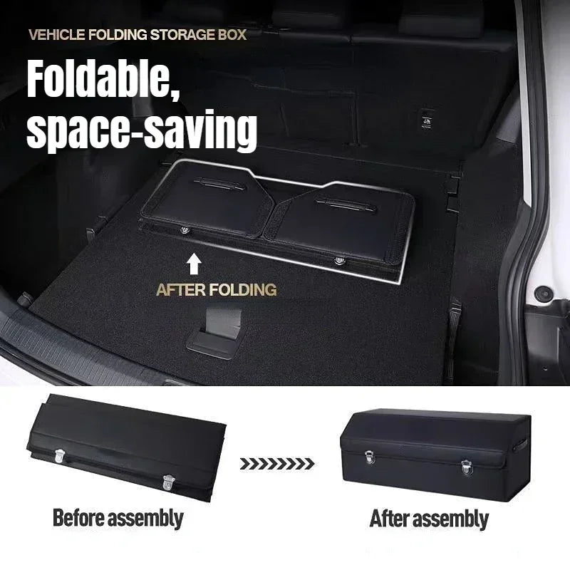 Car Trunk Organizer Box Large Capacity Auto Multiues Tools Storage Bag Stowing Tidying Leather Camping Outdoor Car Storage Bags