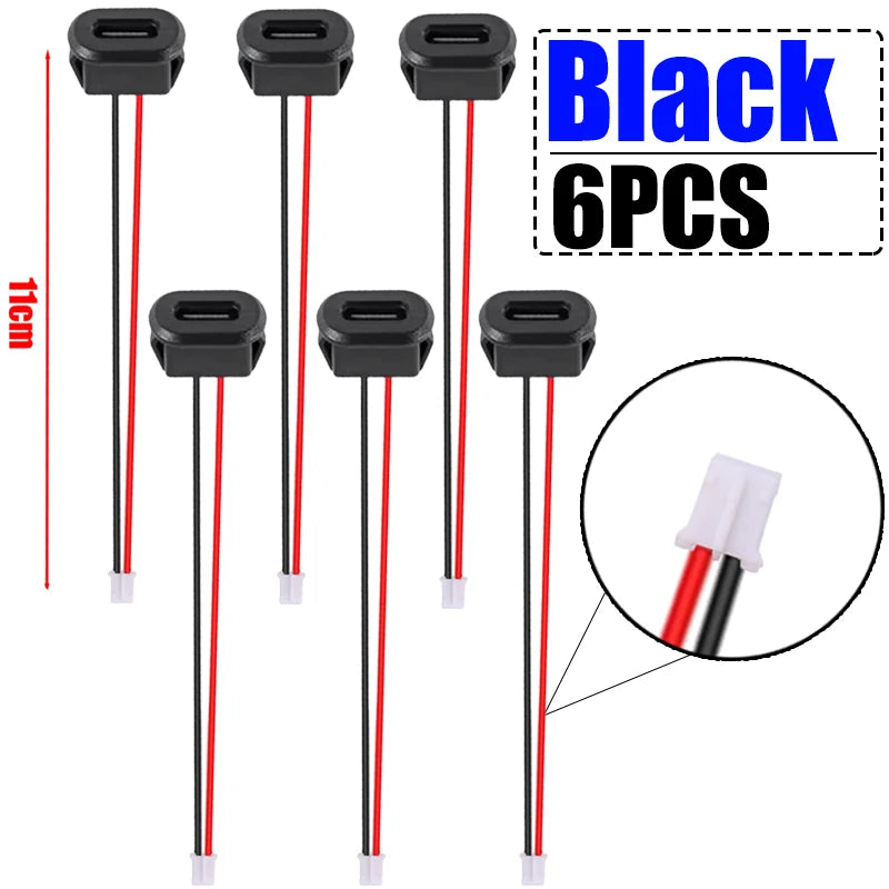 USB-C Female Socket 2-Pin Molded Pigtail Cable – 3A 30V Power Connector for Car Motorcycle DIY