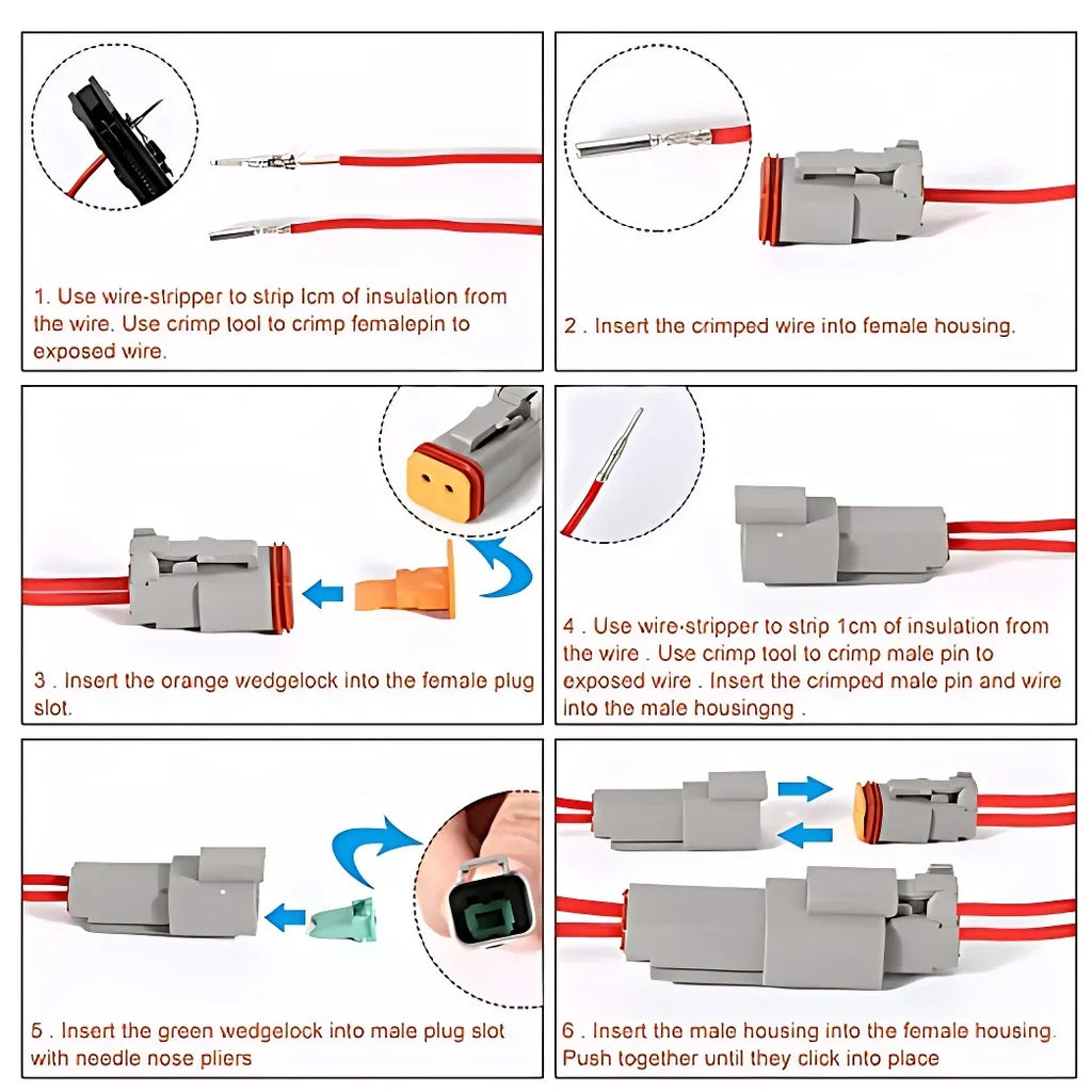 10 Sets Deutsch DT Connector DT06-2S/DT04-2P 2P 3P 4P 6P 8P 12P Waterproof Electrical Connector For car Motor With Pins 22-16AWG