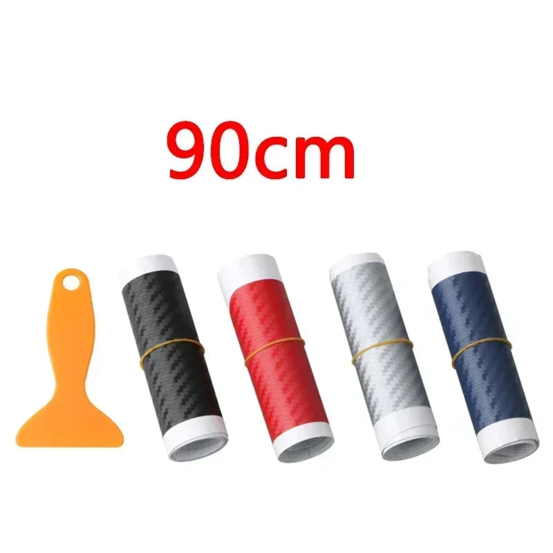 90cm Car Rear Trunk Guard Plate Sticker 3D Carbon Fiber Film Rear Bumper Trim Anti-Kicked Scratch Protection Sticker Strip Amagi