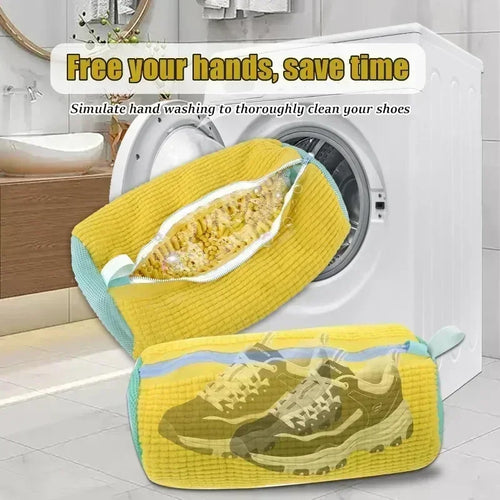1-2PCS Wash Shoes Bag Padded Net Laundry Shoes Protector Fluffy Fibers Polyester Washing Shoes Machine Laundry Bag Drying Amagi