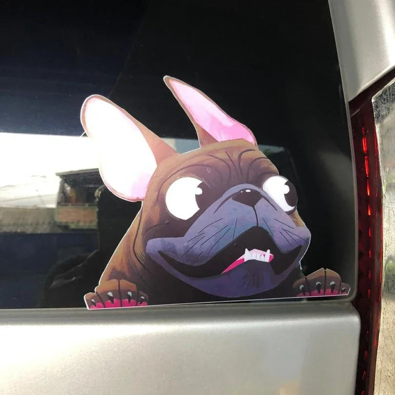 Car Styling Cartoon Dog Stickers French Bulldog Windscreen Vinyl Decal Decor Waterproof Creative Car Stickers Decoration 12*10cm