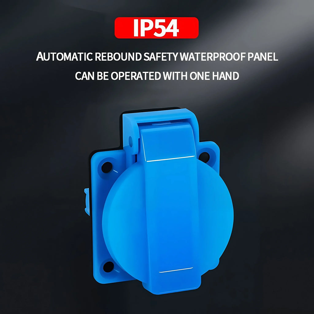 IP54 16A Outdoor Socket with Flip Cover | Euro/UK/BR Plug Waterproof for Garden & Industrial Use - Heavy Duty Explosion-Proof