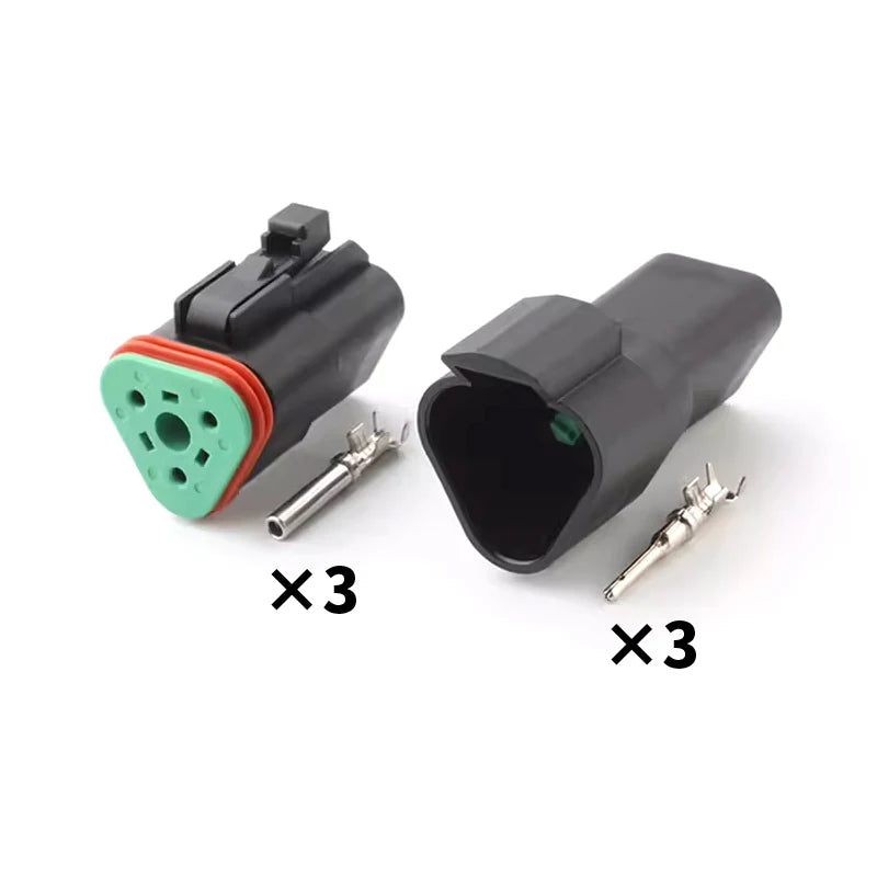 DT06-2S/DT04-2P Deutsch black connector Automotive waterproof wiring harness plug 12PB connector rubber shell with terminal
