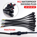 M12 Male-Female Waterproof Adapter 2/3/4/5 Pin - 20cm Length IP65 Cable Head for LED Bar/Neon Light Connection