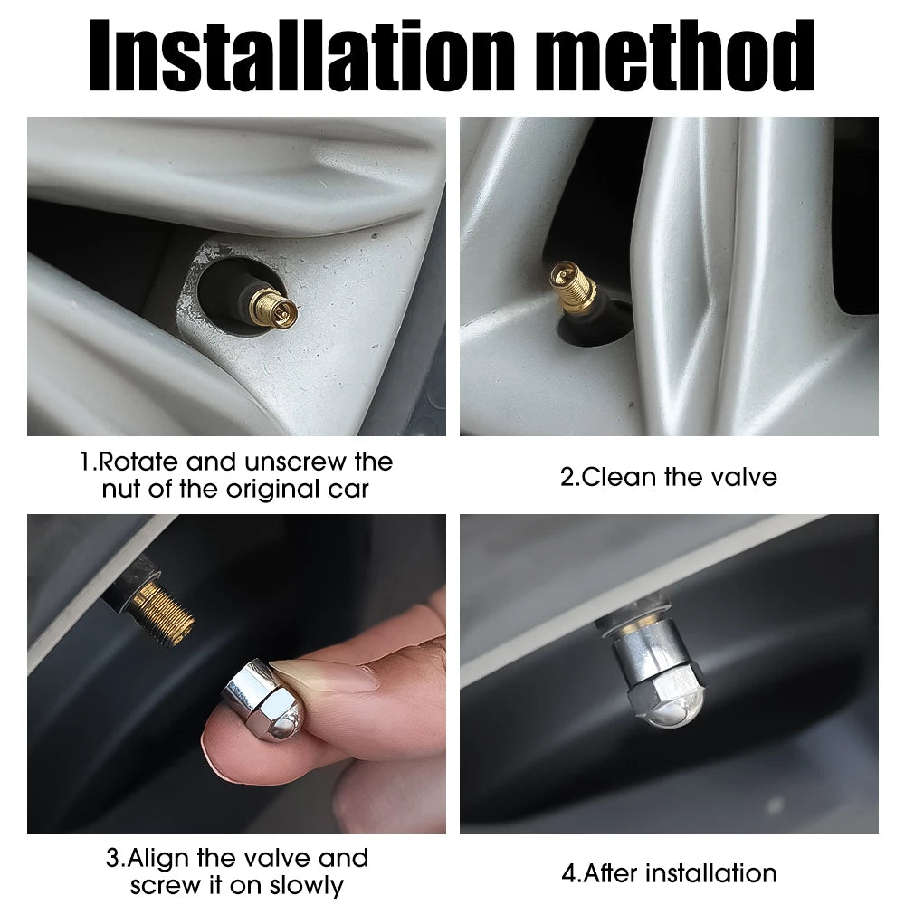 Car Tire Valve Caps Silver Round Head Chrome Plating Dust Proof Covers Cars Motorcycles Bike Tyre Styling Valve Cap Accessories
