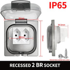 IP65 Waterproof Outdoor Socket- 16A High Power Wall Plate, 250V US/Thai Style 10A Receptacle, Bathroom & Weatherproof Electrical