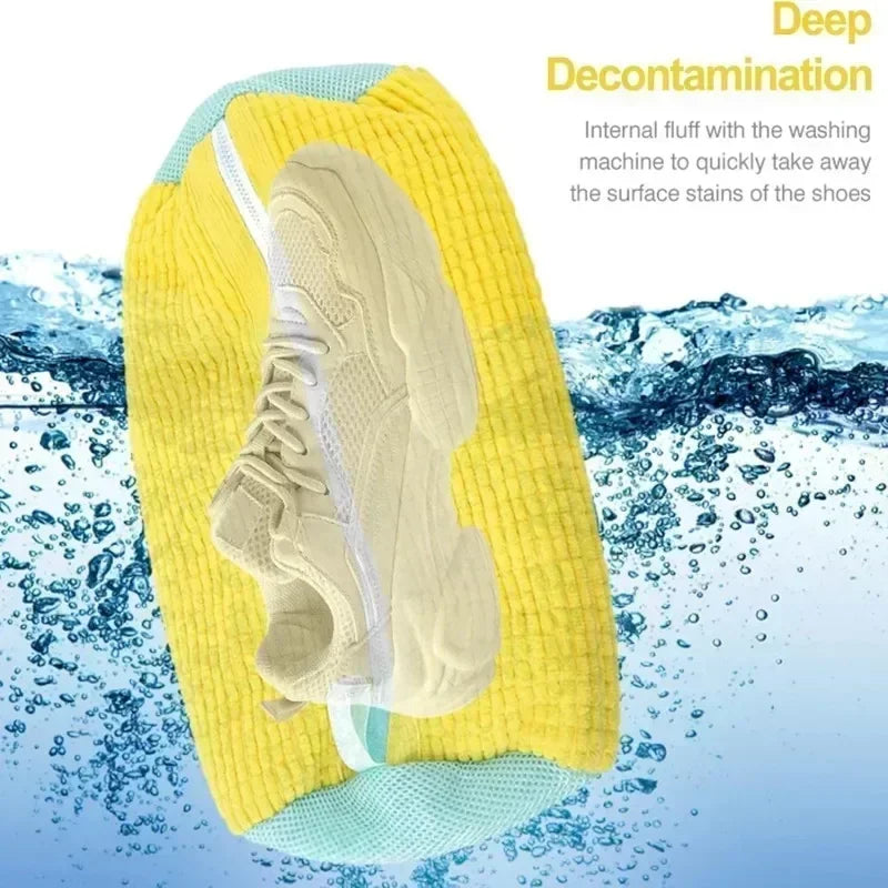 1-2PCS Wash Shoes Bag Padded Net Laundry Shoes Protector Fluffy Fibers Polyester Washing Shoes Machine Laundry Bag Drying Amagi