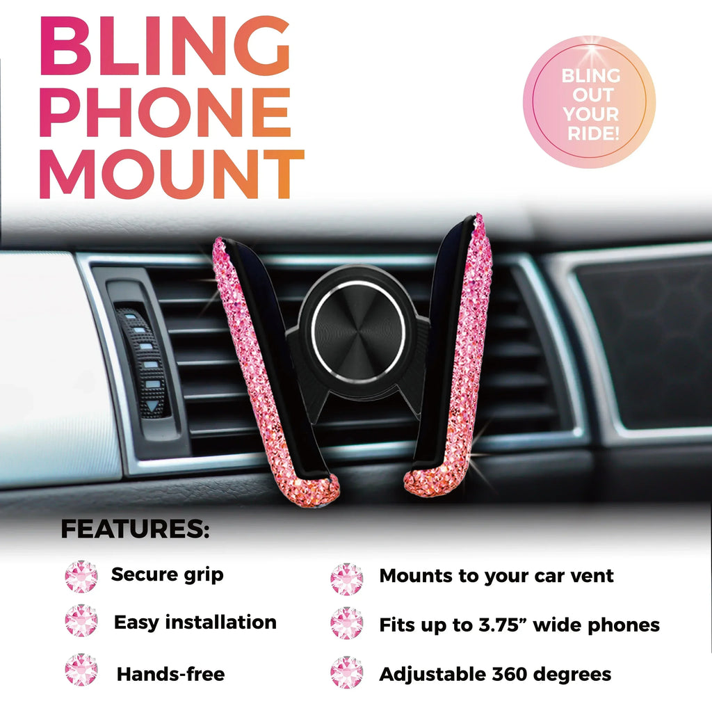 Car Phone Holder Women Diamond Crystal Car Air Vent Mount Clip Mobile Phone Holder Stand in Car Bracket Interior Amagi