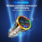 200W Car Charger 6 Ports Fast Charging with Digital Display PD QC3.0 USB C Quick Charging Adapter for IPhone Samsung Xiaomi Amag