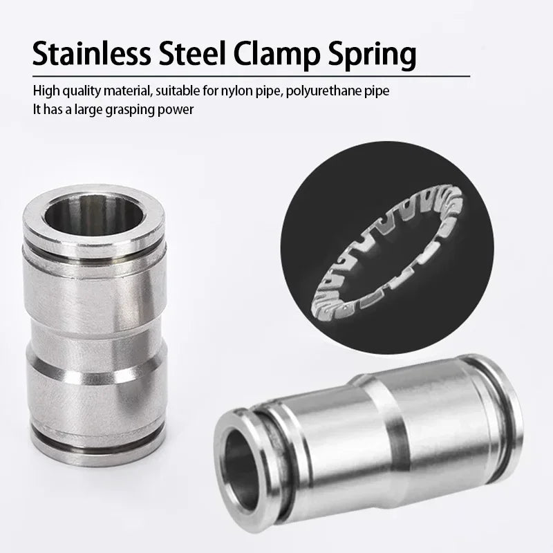 304 Stainless Steel Pneumatic Quick Connect Fitting PG PU 4 6 8 10mm for Air Compressor Gas Pipe Hydraulic Plug-In 10-50PCS