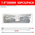 7.9mm Heavy Duty 304 Stainless Steel Zip Ties, Self-Locking Metal Straps for Industrial Machinery & Electrical Installations