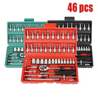 Car Toolbox Set Fast Ratchet Wrench 53/46pcs Socket Group Bit Industrial-grade Toolbox Auto Repair Tools Set Maintenance Amagi