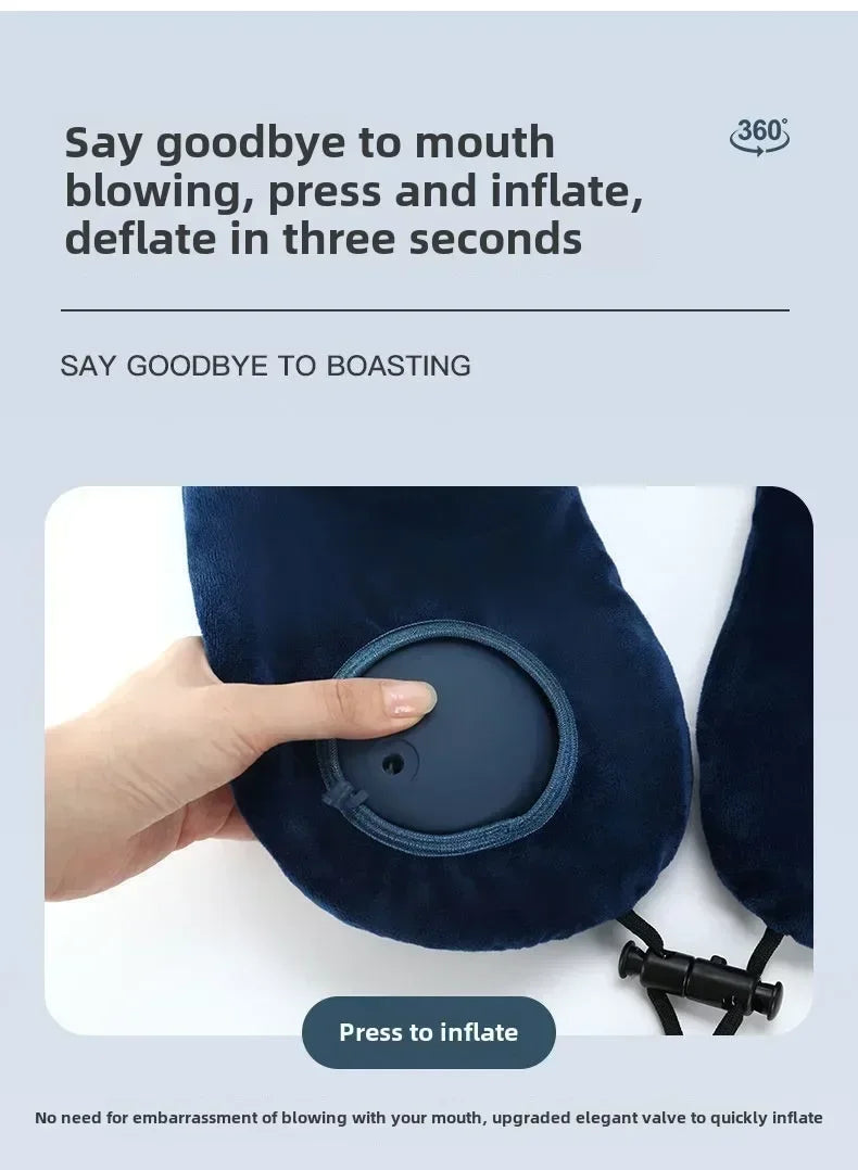 U-shaped Travel Pillow with Hump Design Press-to-inflate Portable Neck for Flight and Business Trips U-shaped for Neck Amagi