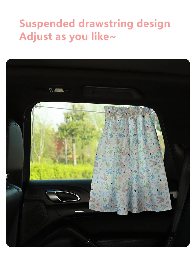 Suction Cup Curtain In The Car Window Sunshade Cover Cartoon Universal Side Window Sunshade UV Protection For Kid Baby Children