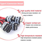 Waterproof USB-C Female Socket – 2-Pin 3A Black Wire Fast Charging Connector 6–12cm