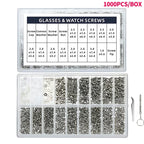 Glasses Watch Repair Kit 1000pcs Screws, Dual Head Screwdrivers & Precision Tweezers Set for Eyewear Jewelry Fix Tools with Case