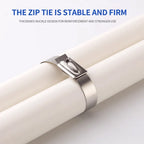50PCS 304 Stainless Steel Zip Ties, Heavy-Duty Self-Locking Metal Cable Ties 4.6mm,Anti-Rust & Heat Resistant for Marine,Outdoor