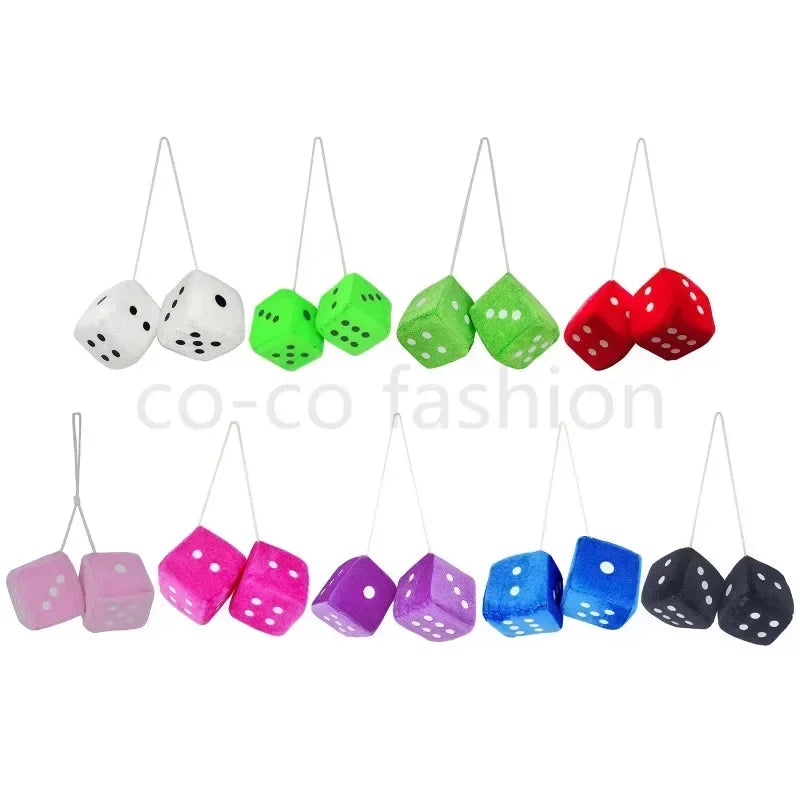 Car Plush Dice Pendant New Year Dice Velvet Dice Model Auto Rear View Mirror Pendant Cubes Decoration Cars Styling Parts Amagi